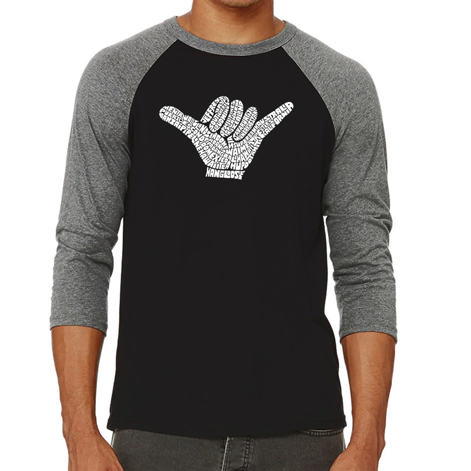TOP WORLDWIDE SURFING SPOTS - Men's Raglan Baseball Word Art T-Shirt sold by LA Pop Art product image thumbnail 4