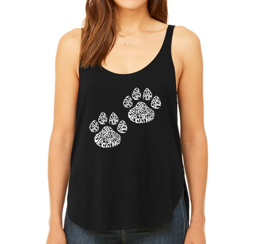 Cat Mom - Women's Word Art Flowy Tank Top sold by LA Pop Art