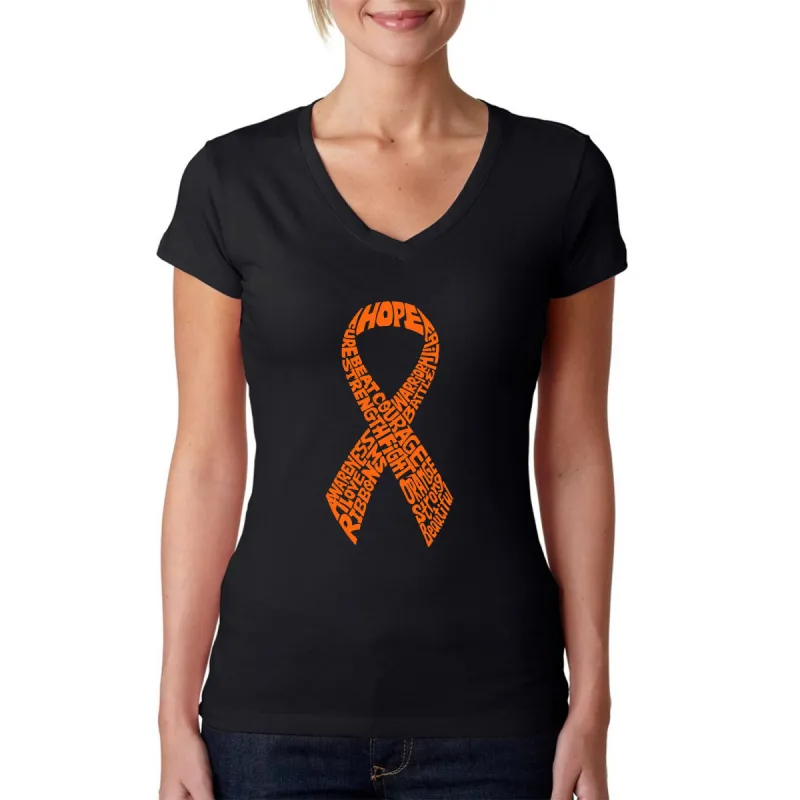 Ms Ribbon - Women's Word Art V-Neck T-Shirt sold by LA Pop Art