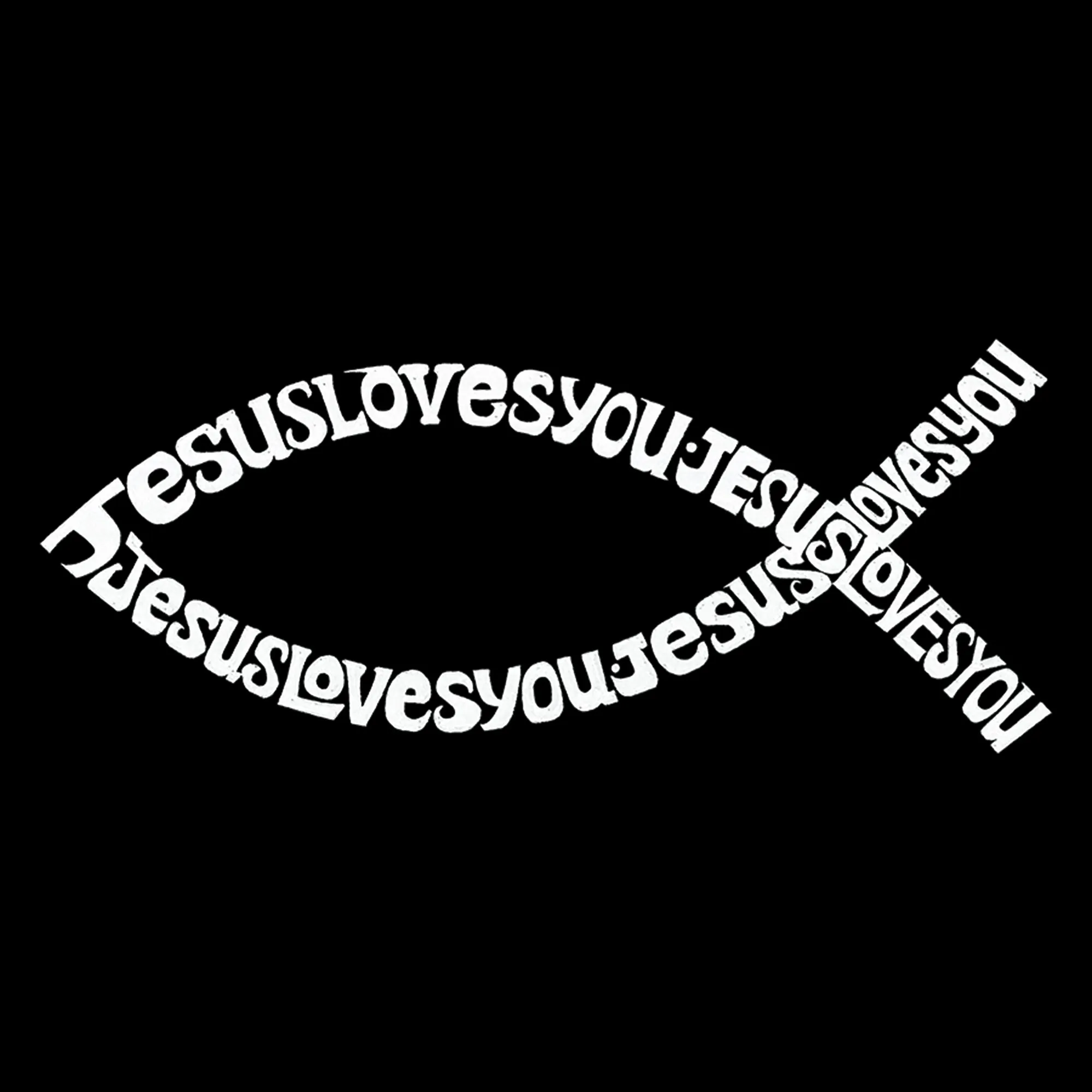 Jesus Loves You - Men's Word Art Hooded Sweatshirt sold by LA Pop Art product image thumbnail 2