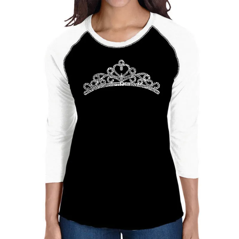 Princess Tiara - Women's Raglan Baseball Word Art T-Shirt sold by LA Pop Art