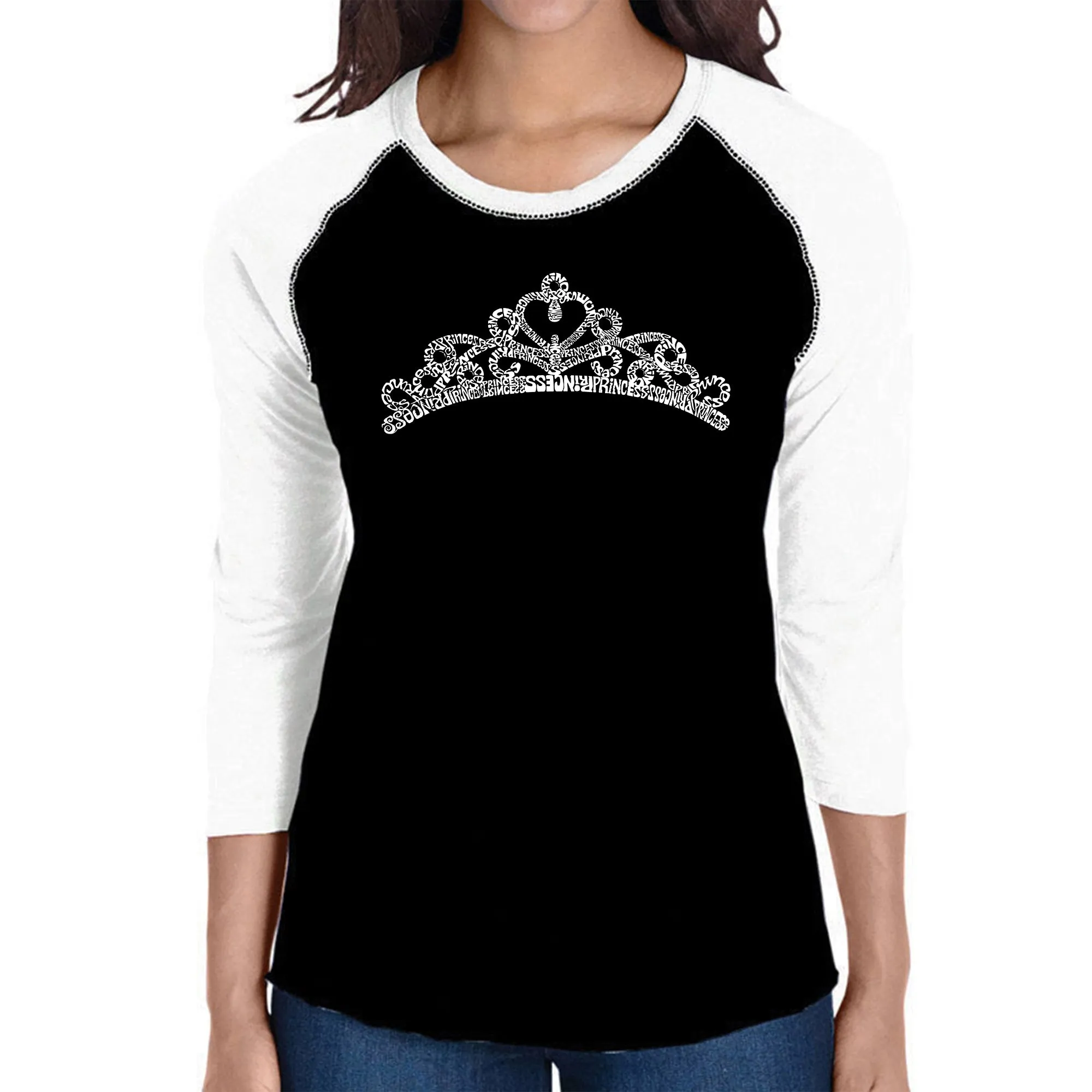 Princess Tiara - Women's Raglan Baseball Word Art T-Shirt sold by LA Pop Art