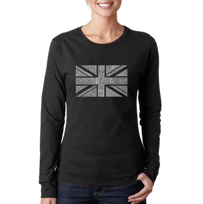 UNION JACK - Women's Word Art Long Sleeve T-Shirt sold by LA Pop Art