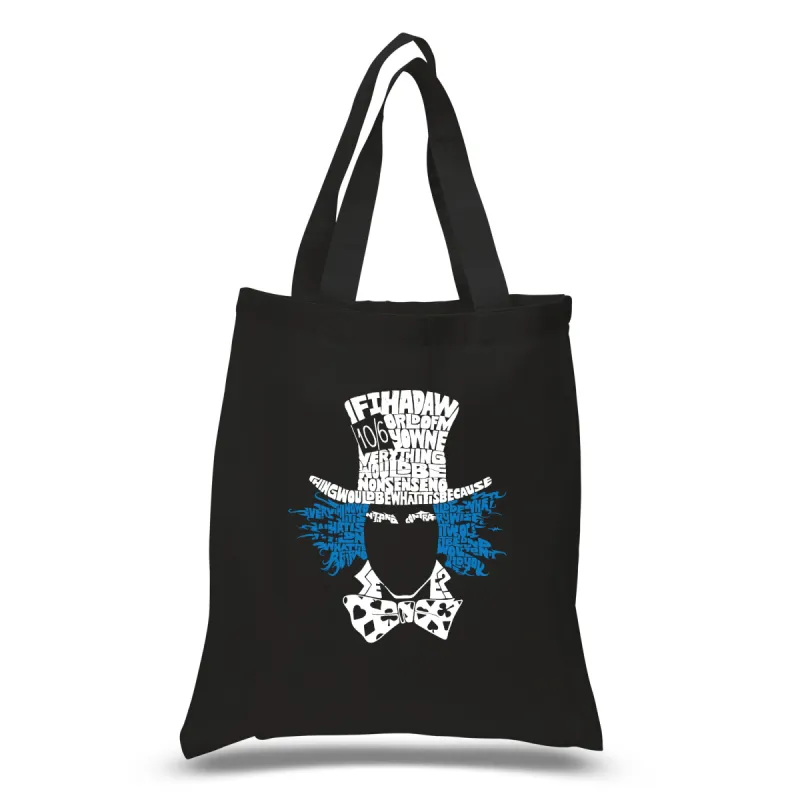 The Mad Hatter - Small Word Art Tote Bag sold by LA Pop Art