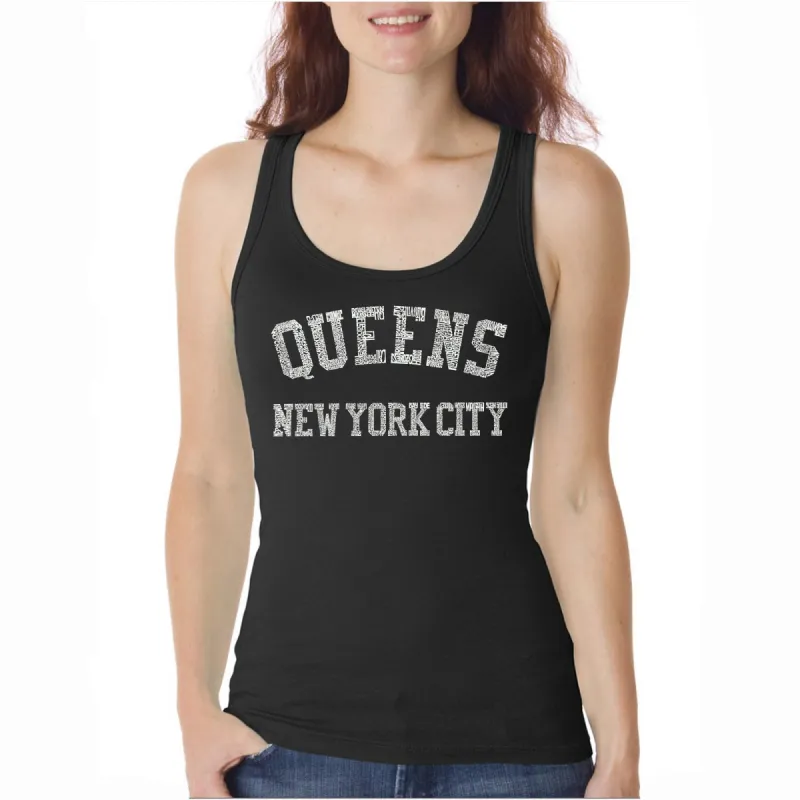 POPULAR NEIGHBORHOODS IN QUEENS, NY  - Women's Word Art Tank Top sold by LA Pop Art