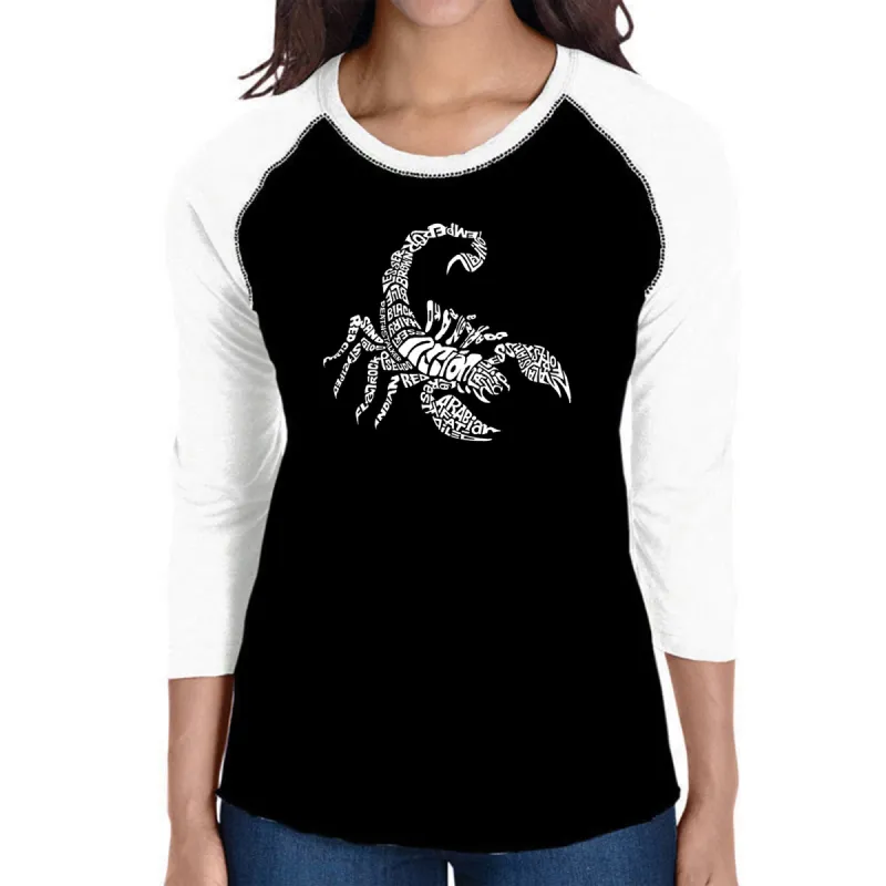 Types of Scorpions - Women's Raglan Baseball Word Art T-Shirt sold by LA Pop Art