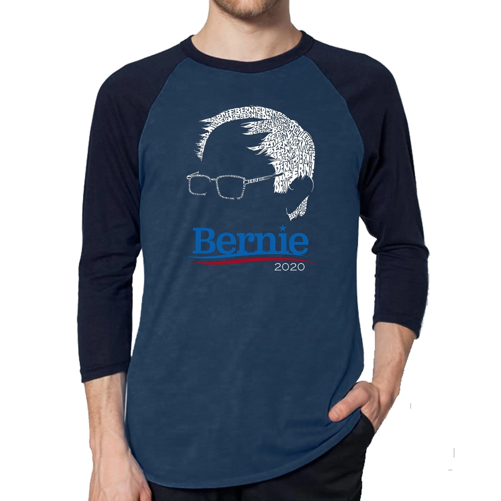 Bernie Sanders 2020 - Men's Raglan Baseball Word Art T-Shirt sold by LA Pop Art product image thumbnail 3