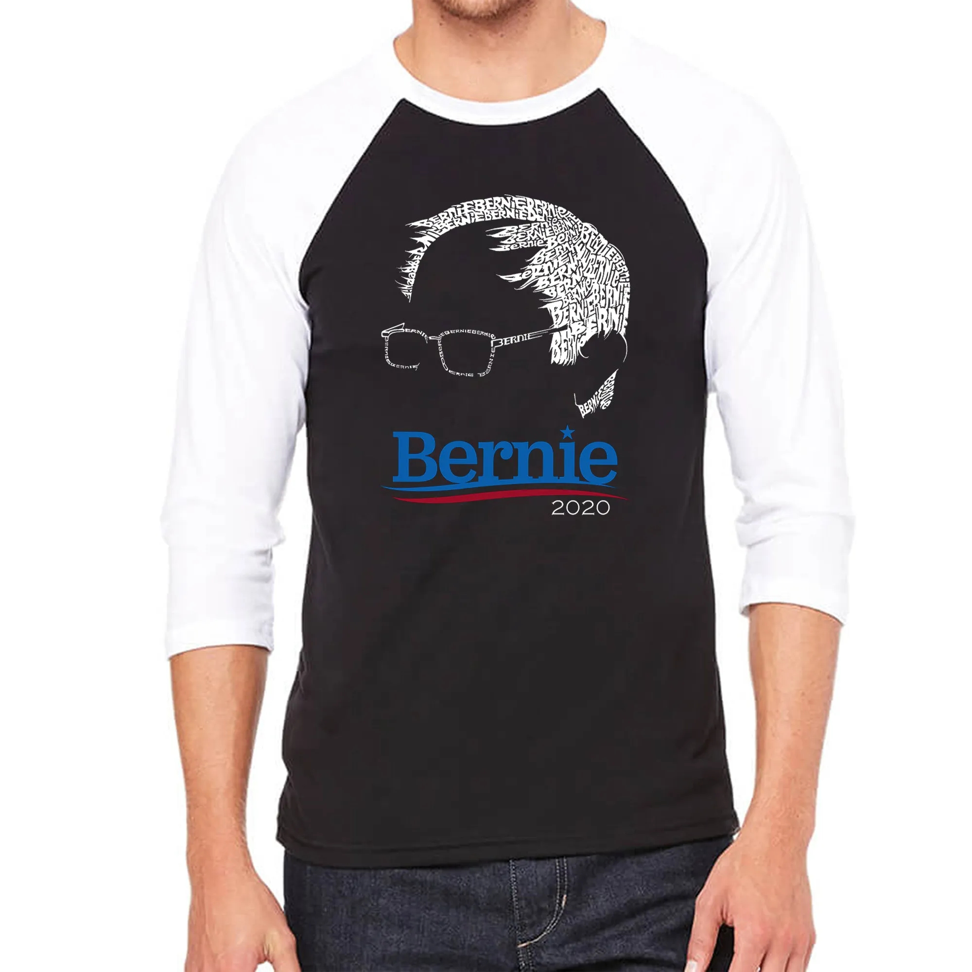 Bernie Sanders 2020 - Men's Raglan Baseball Word Art T-Shirt sold by LA Pop Art
