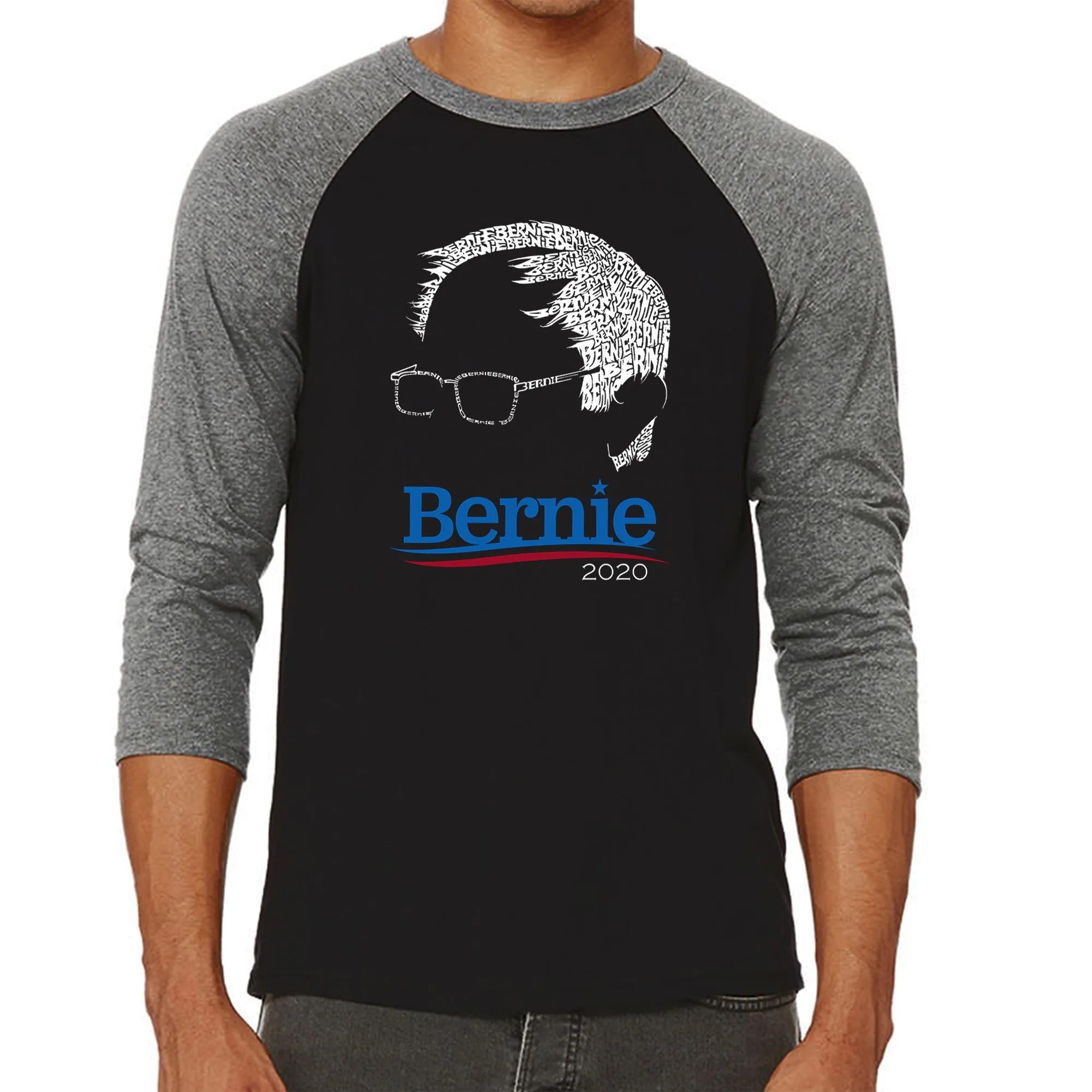 Bernie Sanders 2020 - Men's Raglan Baseball Word Art T-Shirt sold by LA Pop Art product image thumbnail 4