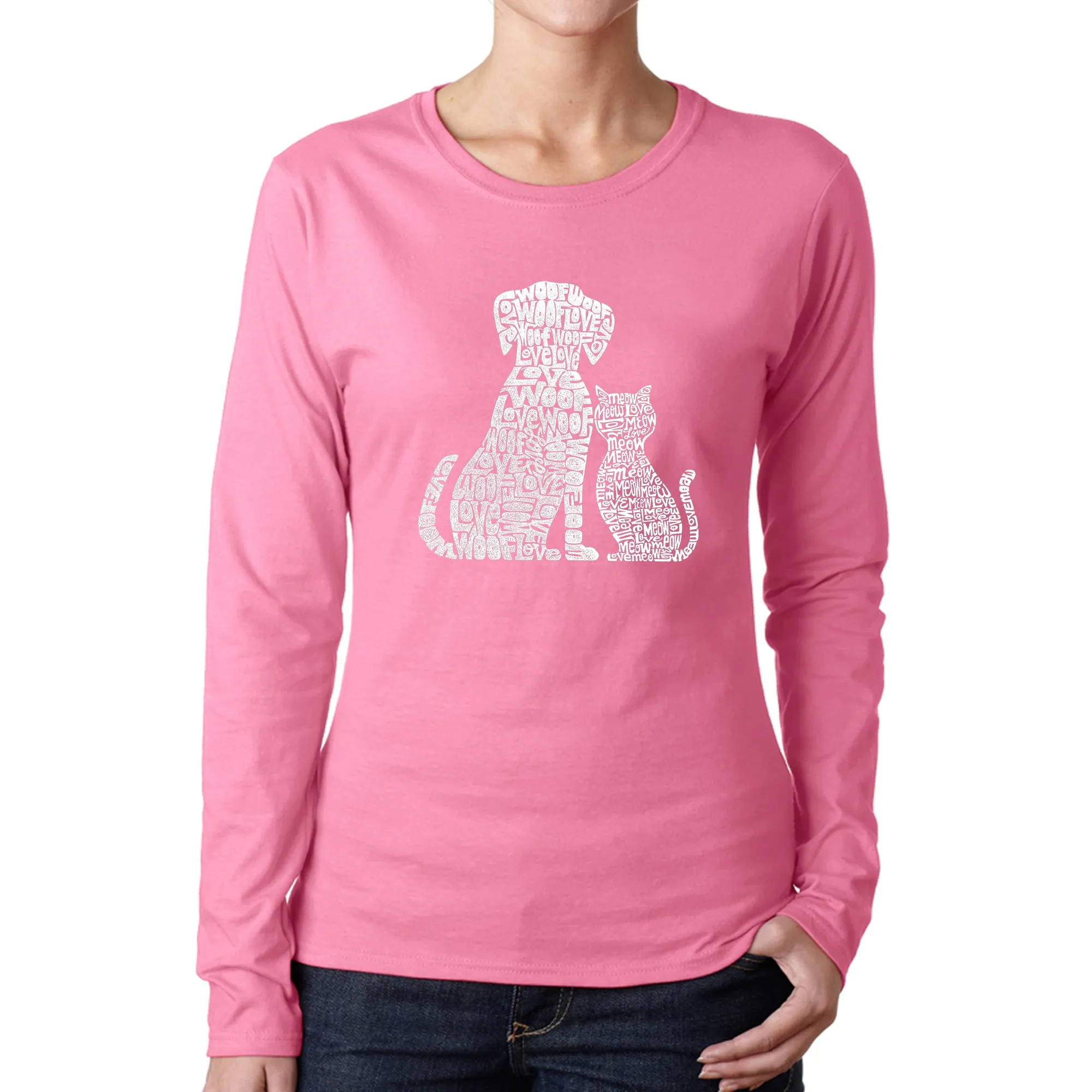 Dogs and Cats - Women's Word Art Long Sleeve T-Shirt sold by LA Pop Art product image thumbnail 3