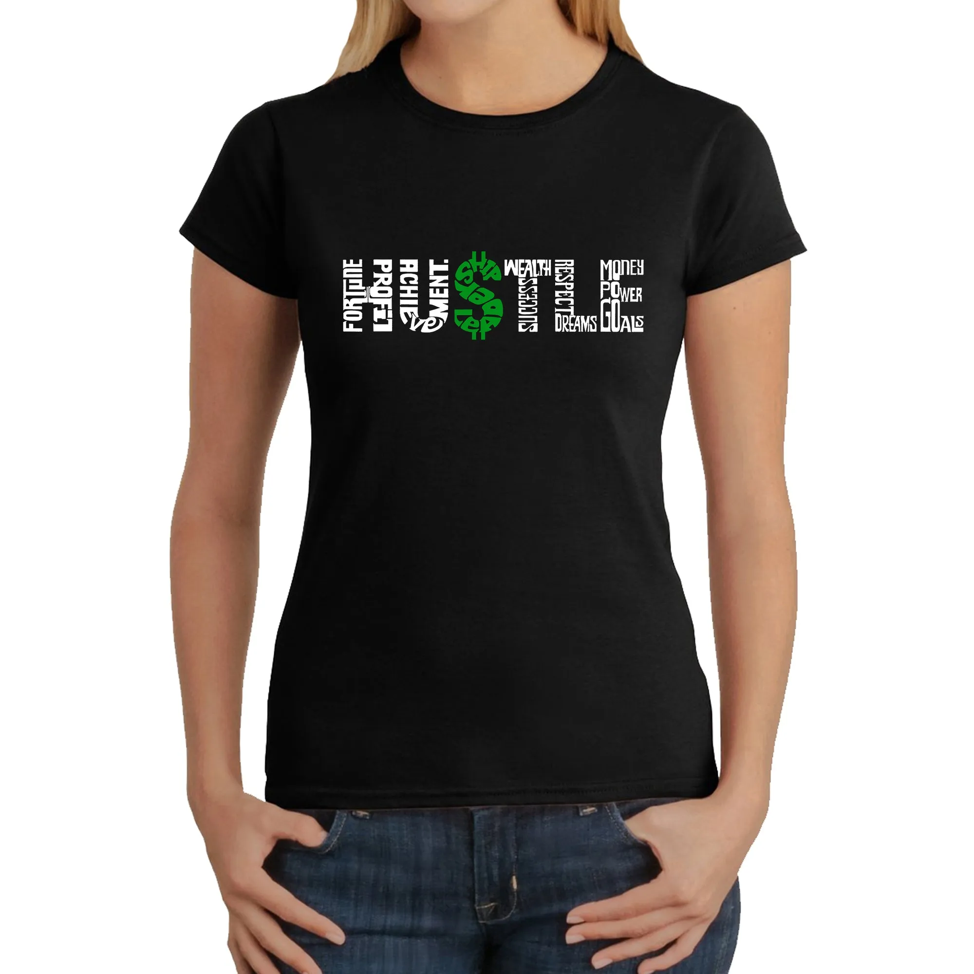 Hustle - Women's Word Art T-Shirt sold by LA Pop Art