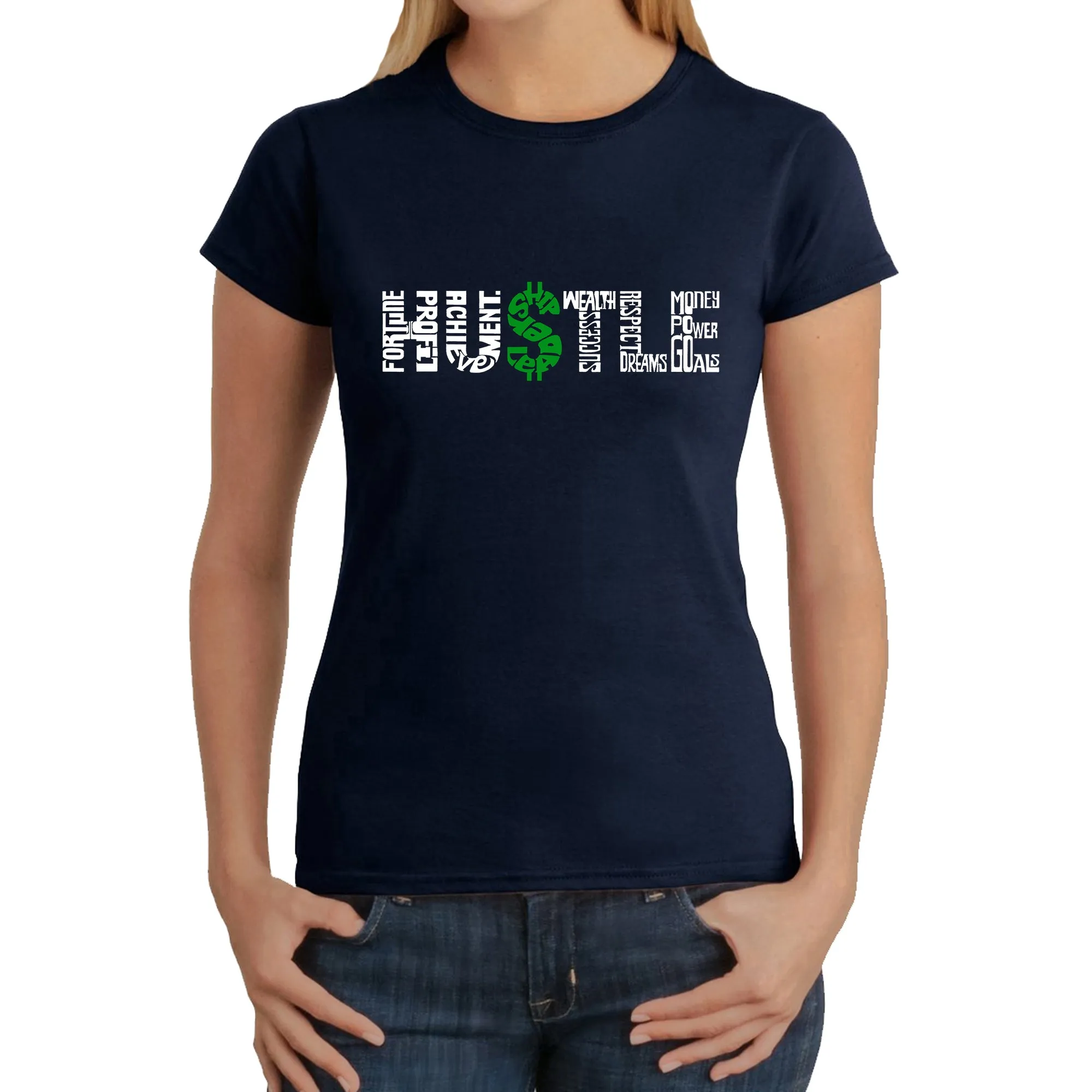 Hustle - Women's Word Art T-Shirt sold by LA Pop Art product image thumbnail 3