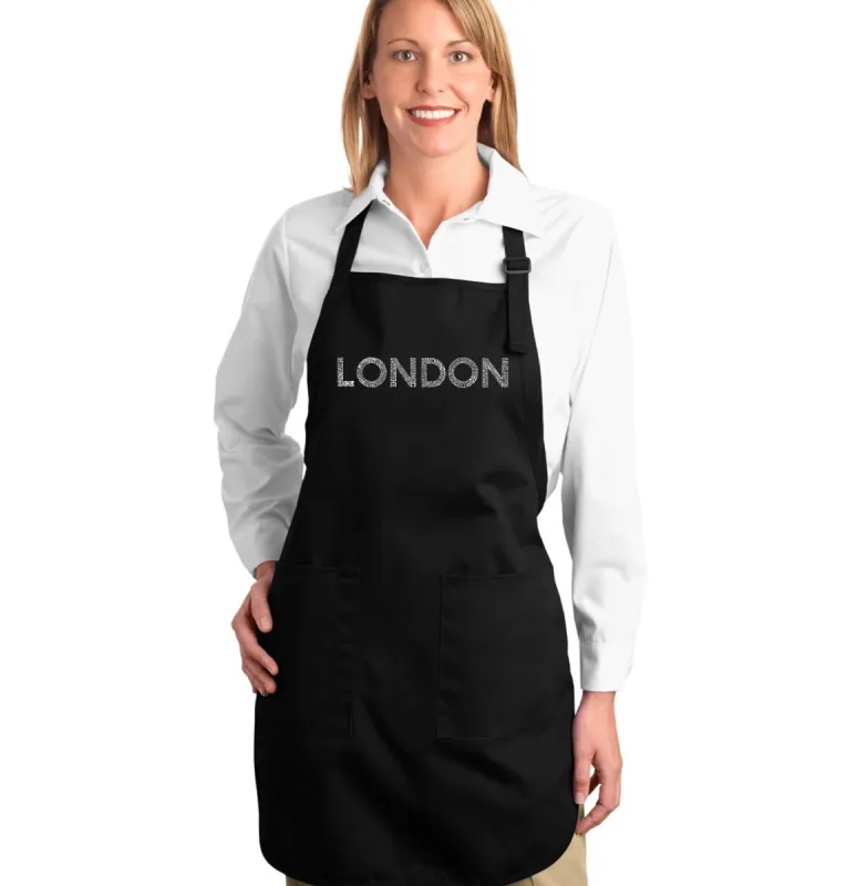 LONDON NEIGHBORHOODS - Full Length Word Art Apron sold by LA Pop Art