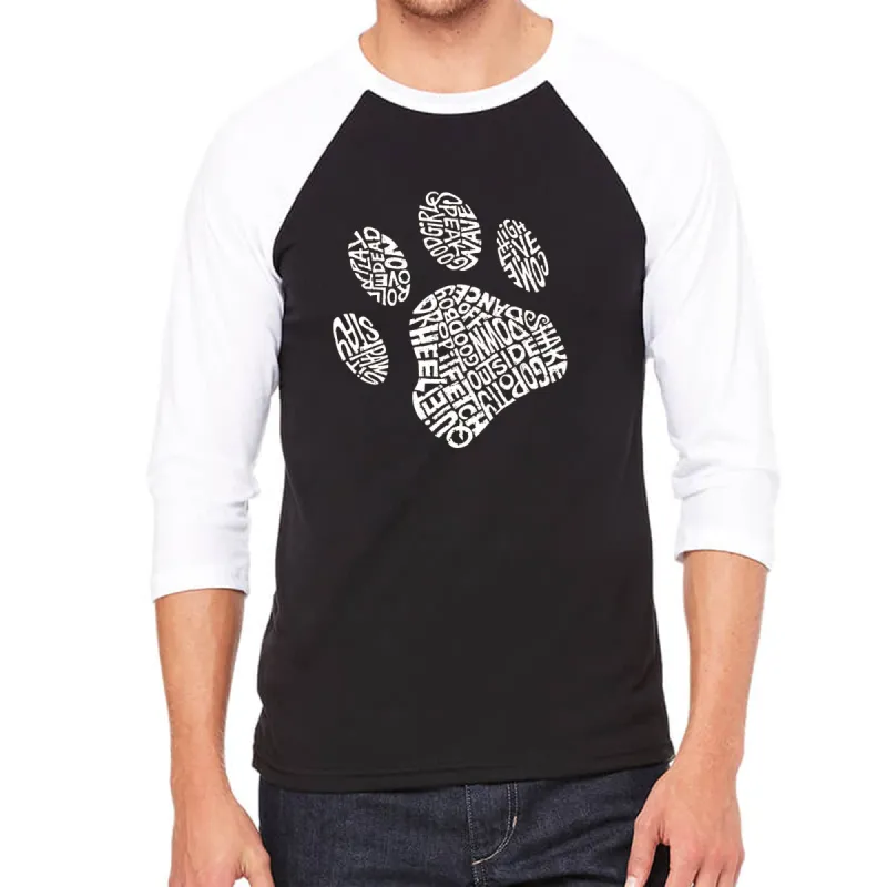 Dog Paw - Men's Raglan Baseball Word Art T-Shirt sold by LA Pop Art