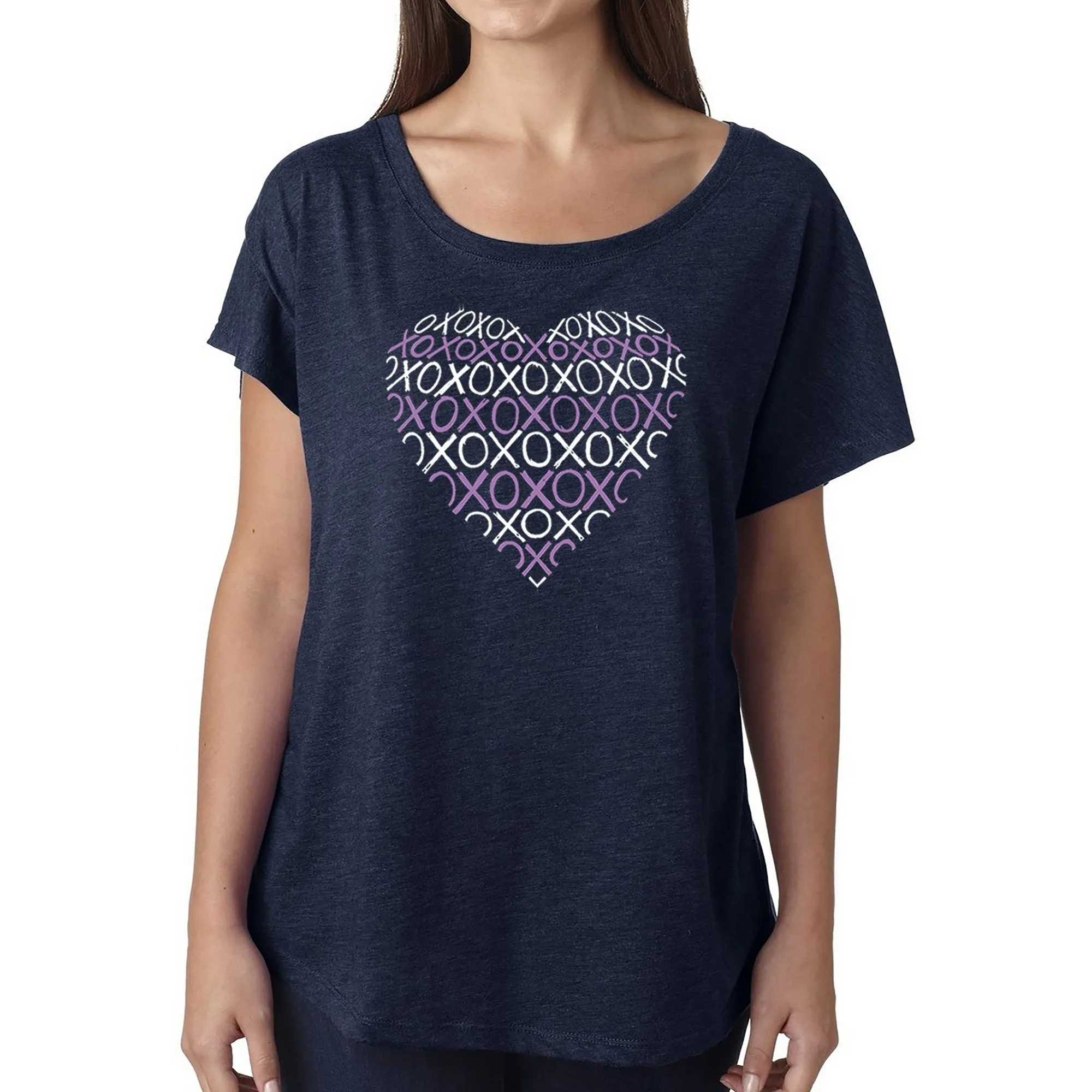 LA Pop Art Women's Dolman Cut Word Art Shirt - XOXO Heart sold by LA Pop Art product image thumbnail 3