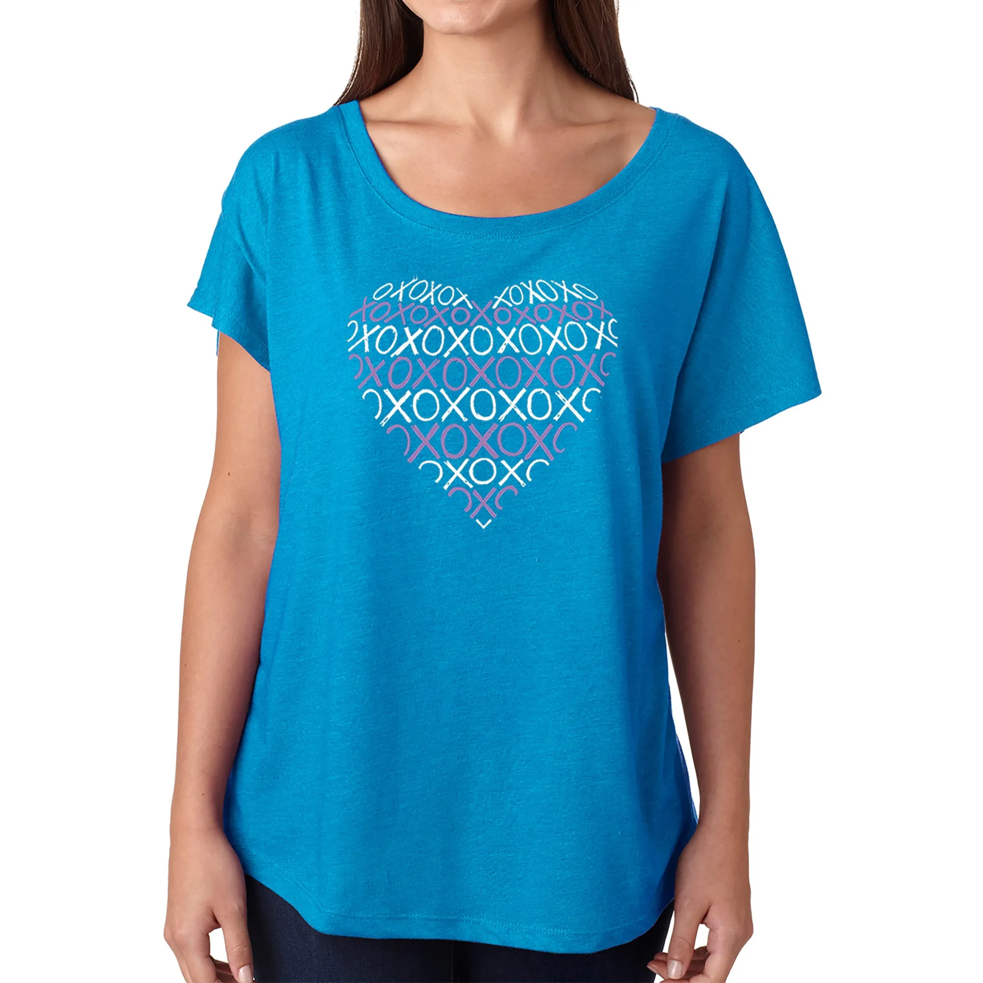 LA Pop Art Women's Dolman Cut Word Art Shirt - XOXO Heart sold by LA Pop Art product image thumbnail 4