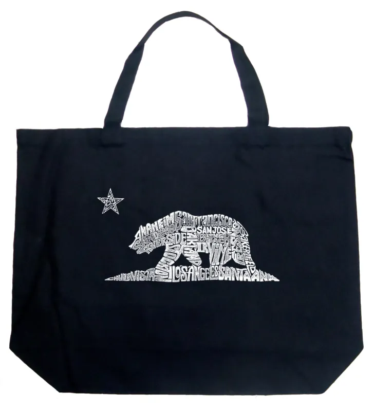 California Bear - Large Word Art Tote Bag sold by LA Pop Art