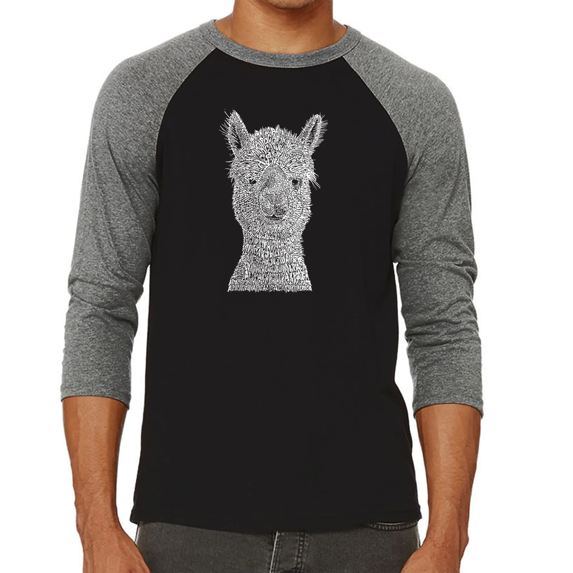 Alpaca - Men's Raglan Baseball Word Art T-Shirt sold by LA Pop Art product image thumbnail 4