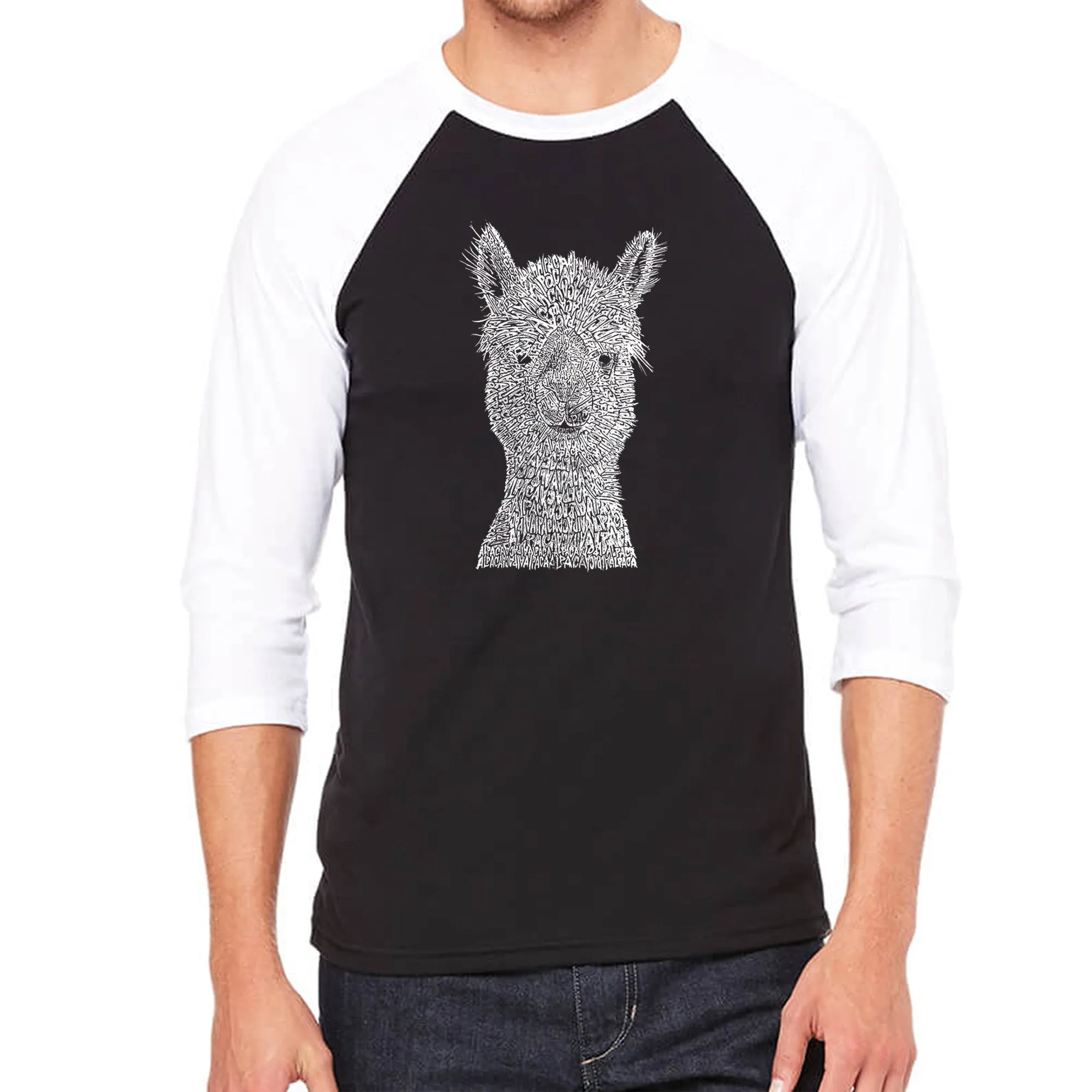 Alpaca - Men's Raglan Baseball Word Art T-Shirt sold by LA Pop Art