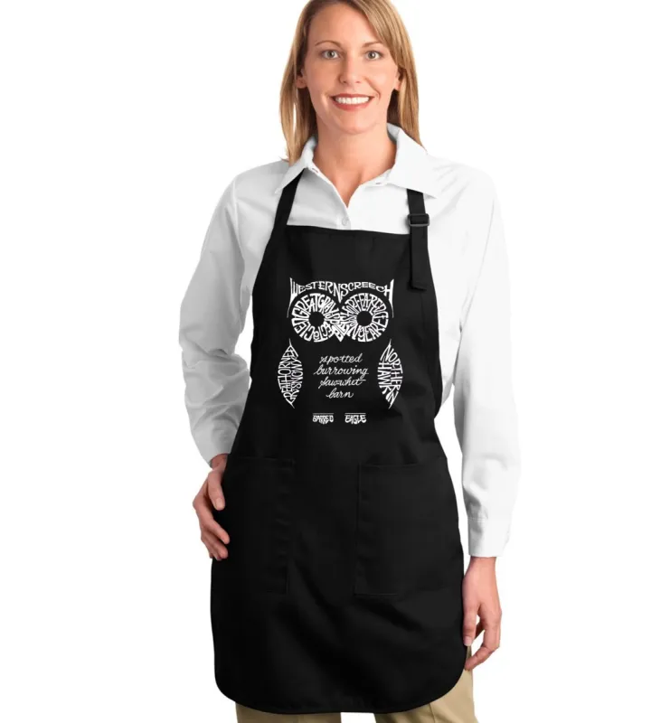 Owl -  Full Length Word Art Apron sold by LA Pop Art