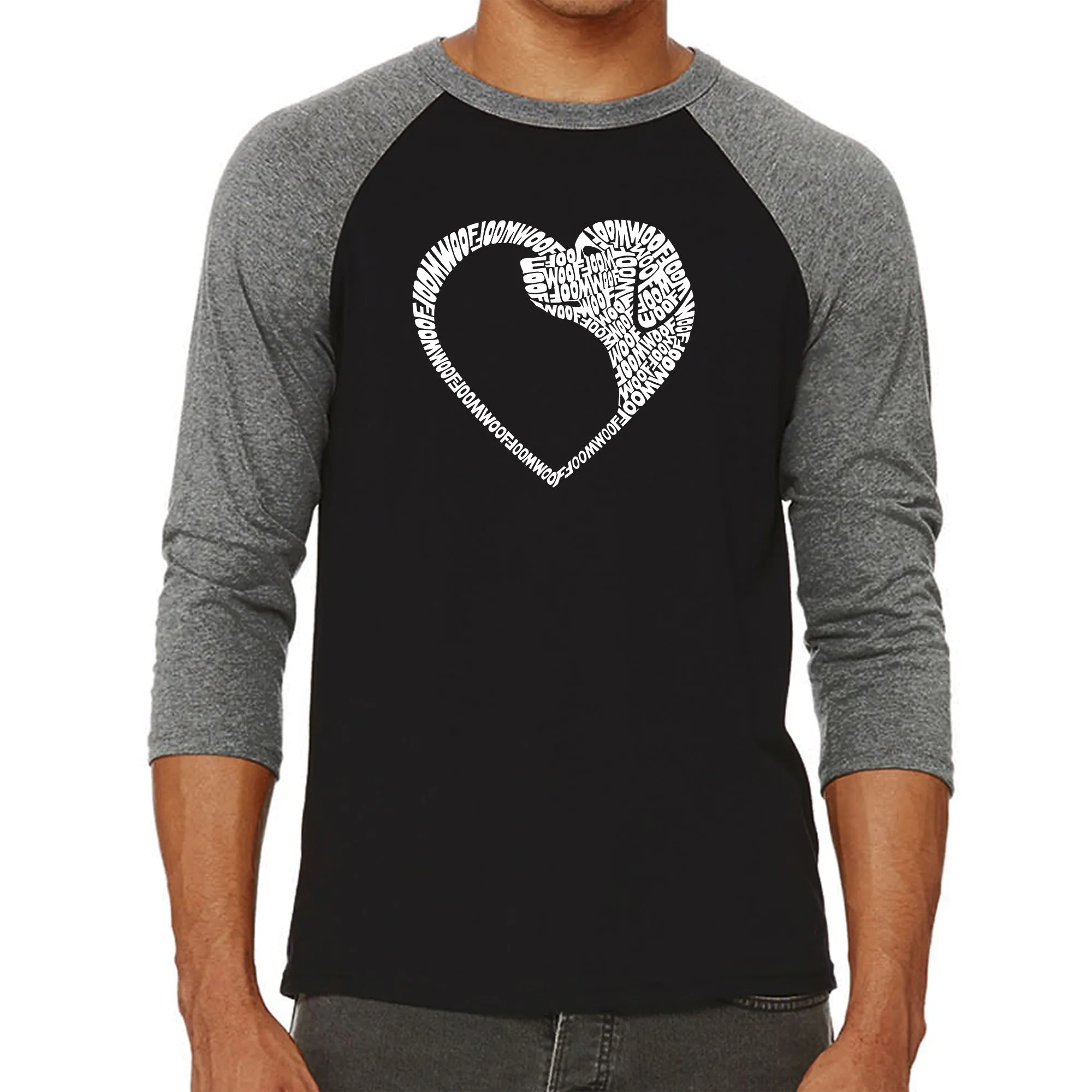 Dog Heart - Men's Raglan Baseball Word Art T-Shirt sold by LA Pop Art product image thumbnail 4