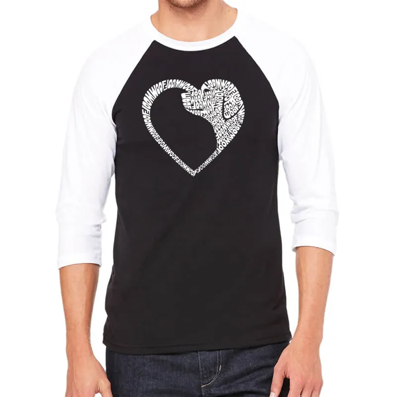 Dog Heart - Men's Raglan Baseball Word Art T-Shirt sold by LA Pop Art