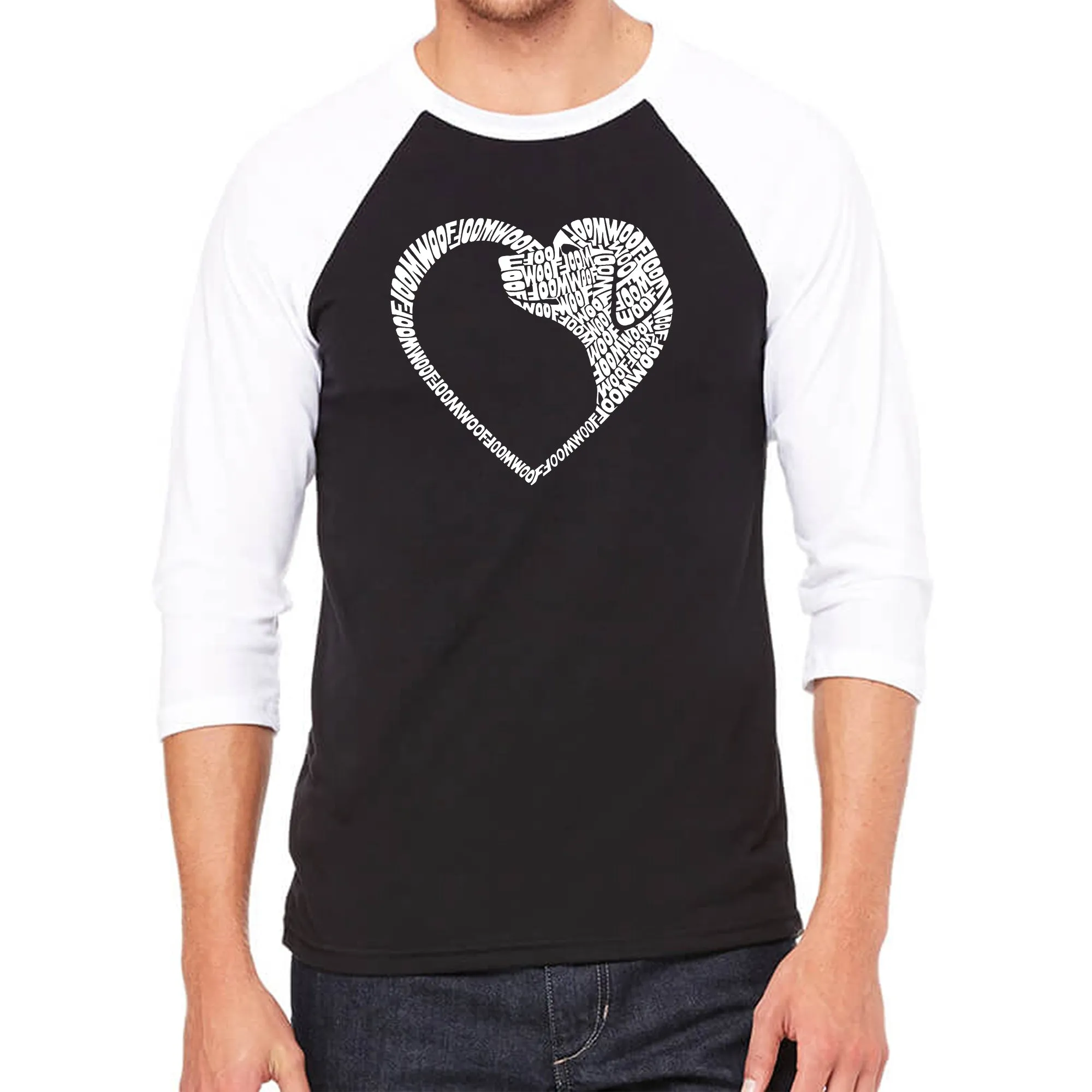 Dog Heart - Men's Raglan Baseball Word Art T-Shirt sold by LA Pop Art