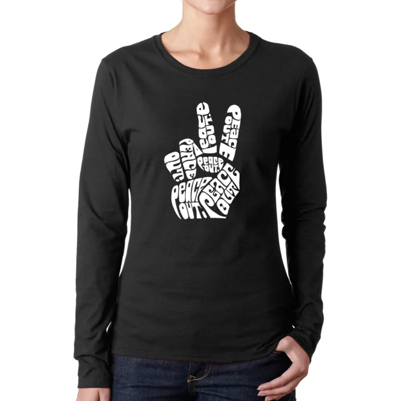 Peace Out - Women's Word Art Long Sleeve T-Shirt sold by LA Pop Art