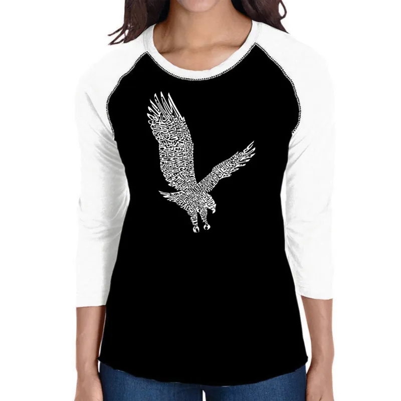 Eagle - Women's Raglan Baseball Word Art T-Shirt sold by LA Pop Art