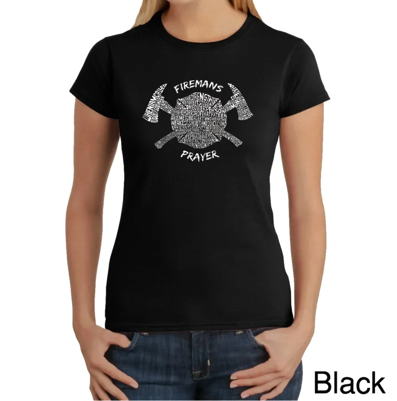 FIREMAN'S PRAYER - Women's Word Art T-Shirt sold by LA Pop Art