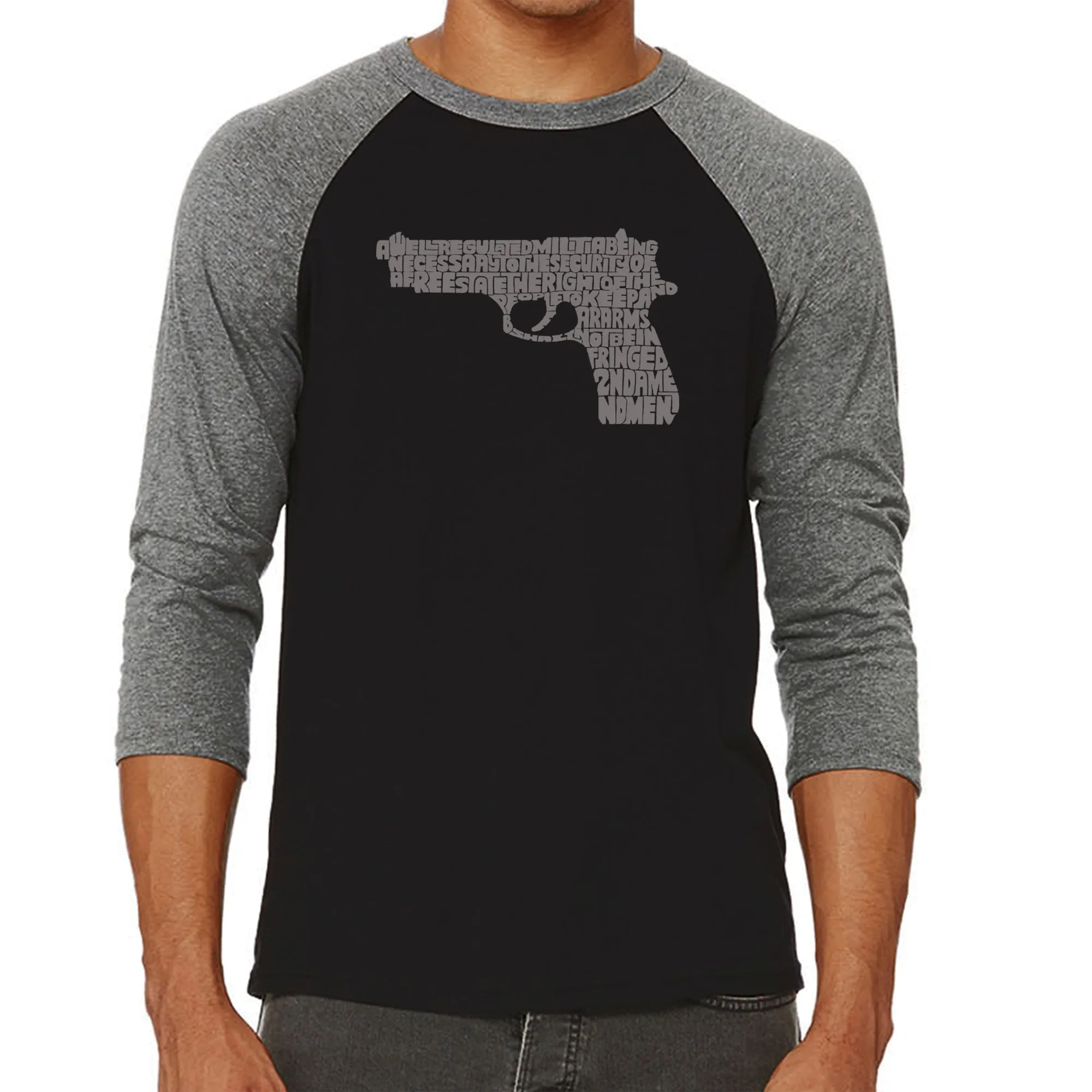 RIGHT TO BEAR ARMS - Men's Raglan Baseball Word Art T-Shirt sold by LA Pop Art product image thumbnail 4