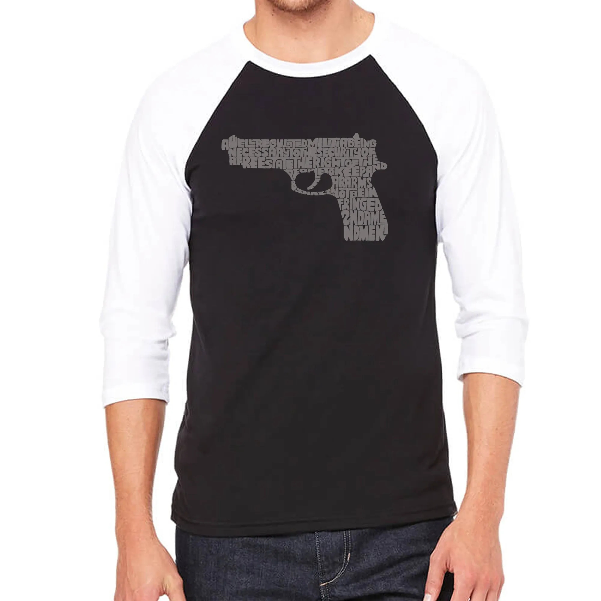 RIGHT TO BEAR ARMS - Men's Raglan Baseball Word Art T-Shirt sold by LA Pop Art