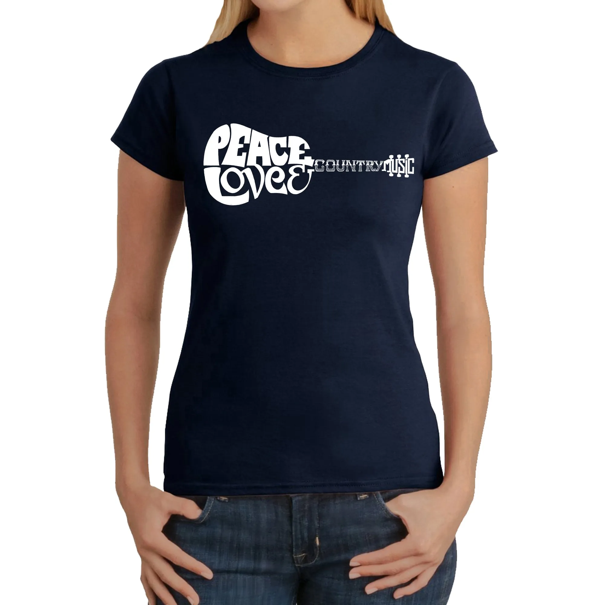 Peace Love Country - Women's Word Art T-Shirt sold by LA Pop Art product image thumbnail 3