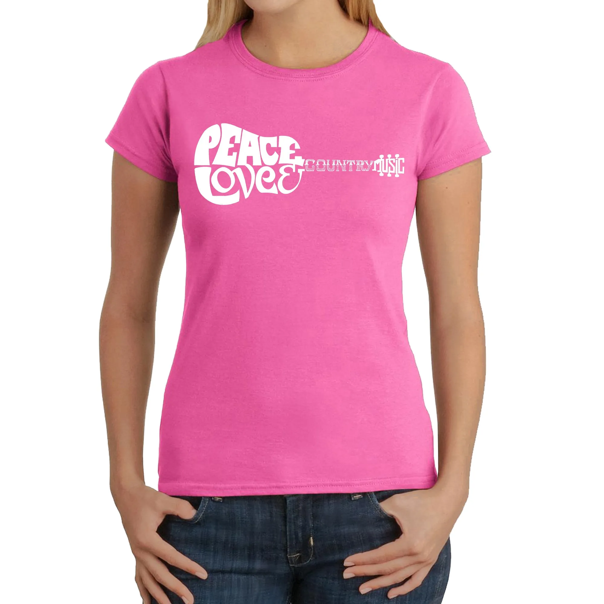 Peace Love Country - Women's Word Art T-Shirt sold by LA Pop Art product image thumbnail 4
