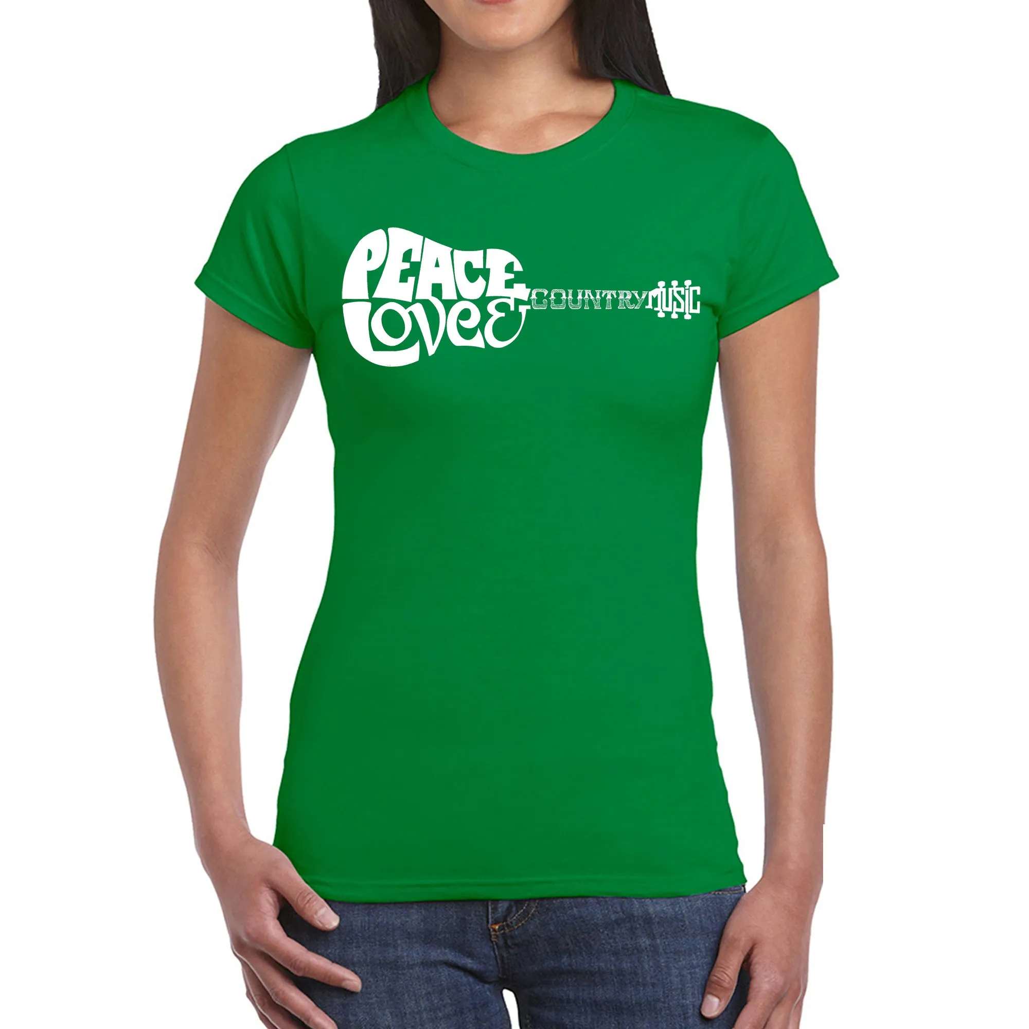 Peace Love Country - Women's Word Art T-Shirt sold by LA Pop Art product image thumbnail 5