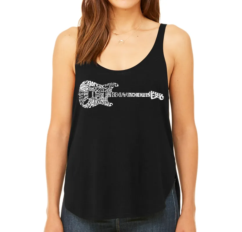 Rock Guitar -  Women's Premium Word Art Flowy Tank Top sold by LA Pop Art