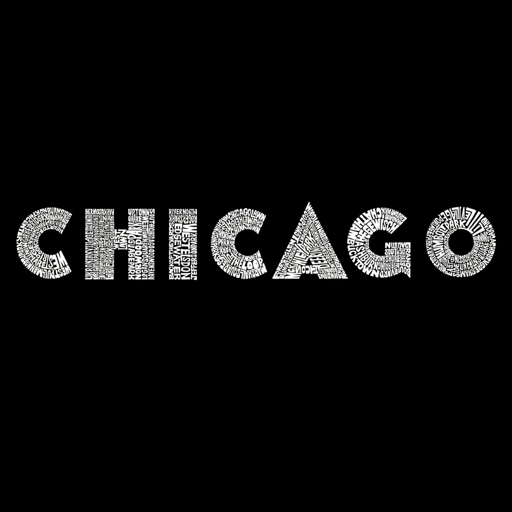 CHICAGO NEIGHBORHOODS - Women's Word Art Flowy Tank sold by LA Pop Art product image thumbnail 2