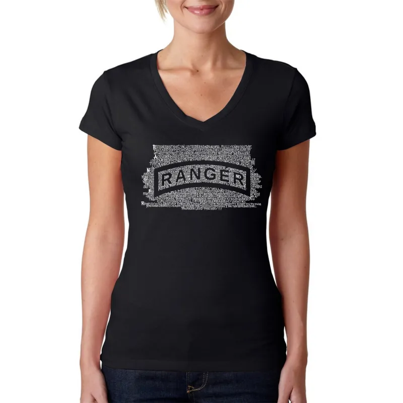 The US Ranger Creed - Women's Word Art V-Neck T-Shirt sold by LA Pop Art