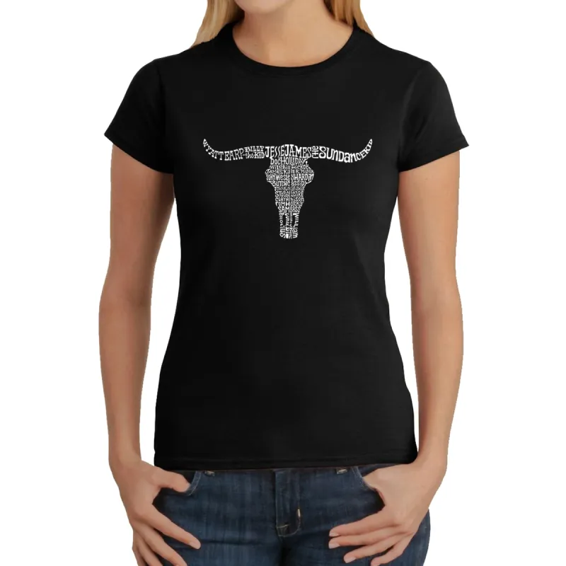 Names of Legendary Outlaws -  Women's Word Art T-Shirt sold by LA Pop Art