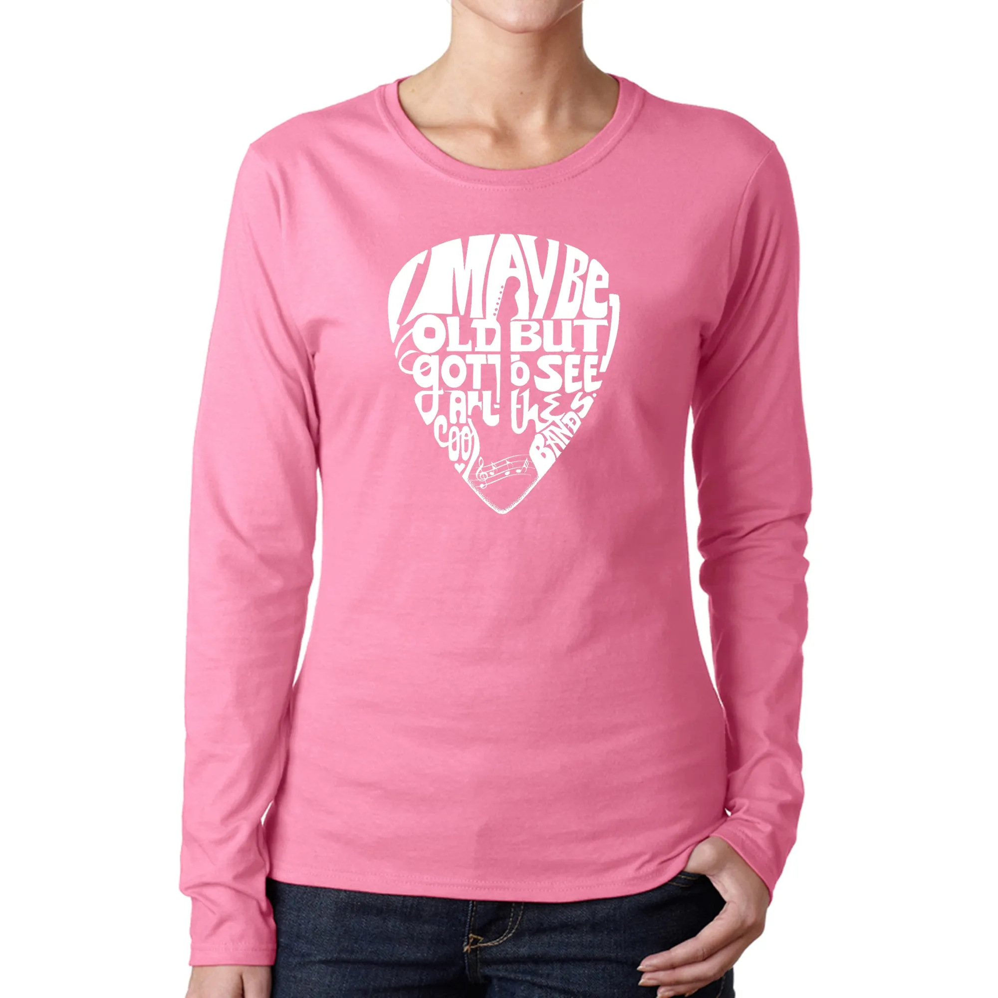 Guitar Pick - Women's Word Art Long Sleeve T-Shirt sold by LA Pop Art product image thumbnail 3