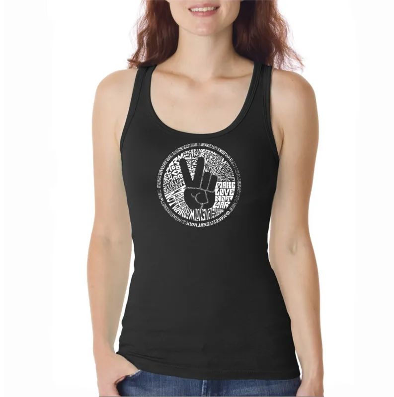 MAKE LOVE NOT WAR  - Women's Word Art Tank Top sold by LA Pop Art