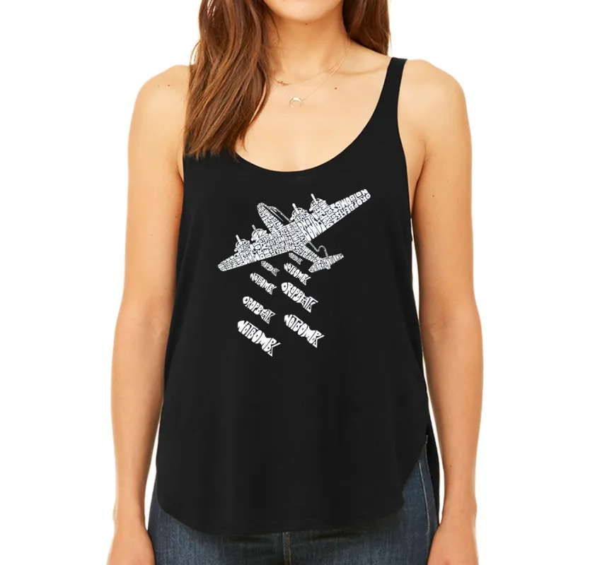 DROP BEATS NOT BOMBS - Women's Word Art Flowy Tank sold by LA Pop Art