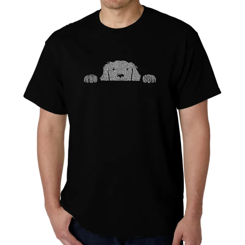 Peeking Dog  - Men's Word Art T-Shirt sold by LA Pop Art