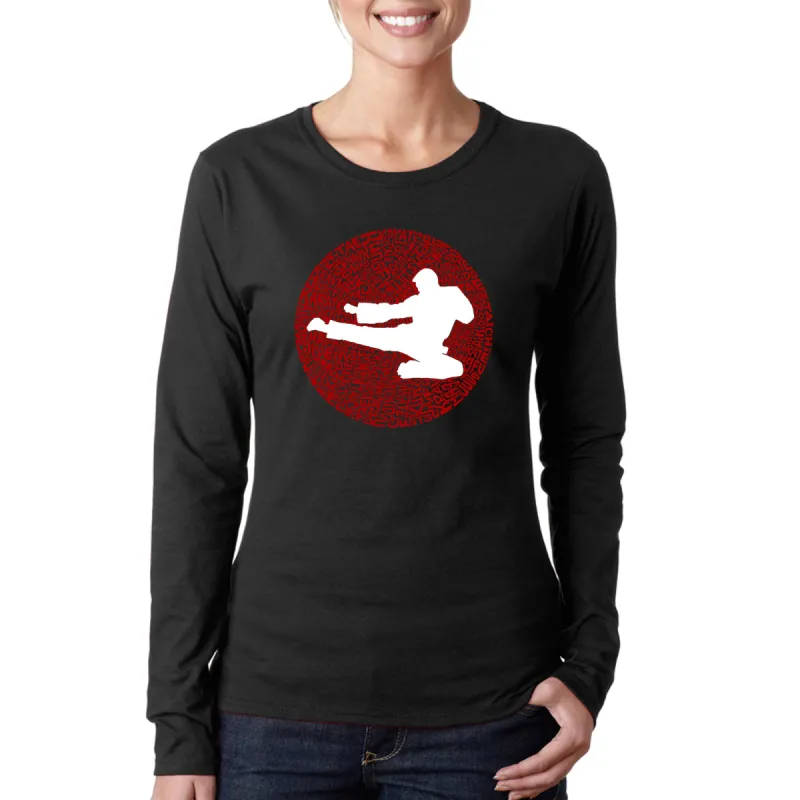 Types of Martial Arts - Women's Word Art Long Sleeve T-Shirt sold by LA Pop Art