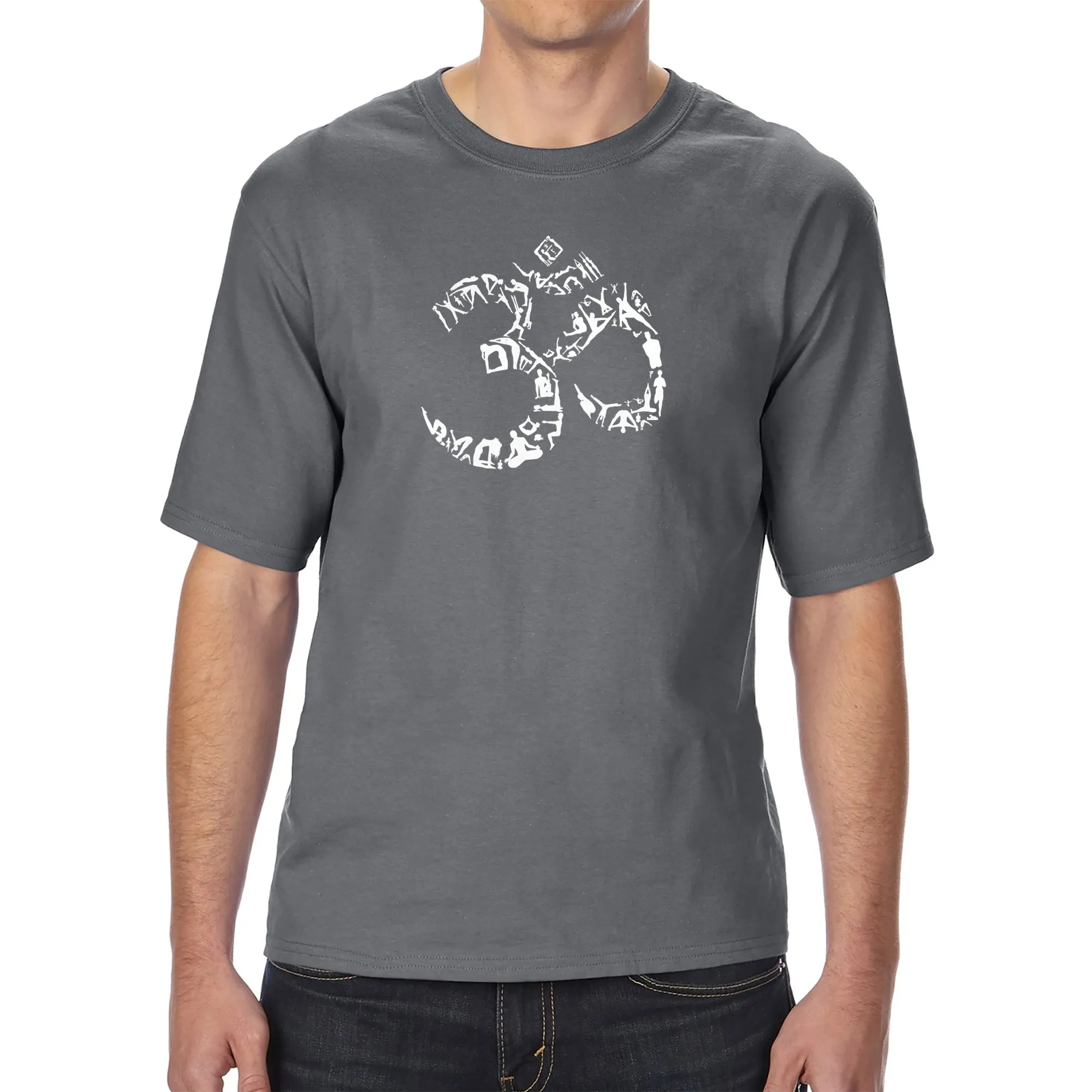 THE OM SYMBOL OUT OF YOGA POSES - Men's Tall Word Art T-Shirt sold by LA Pop Art product image thumbnail 4