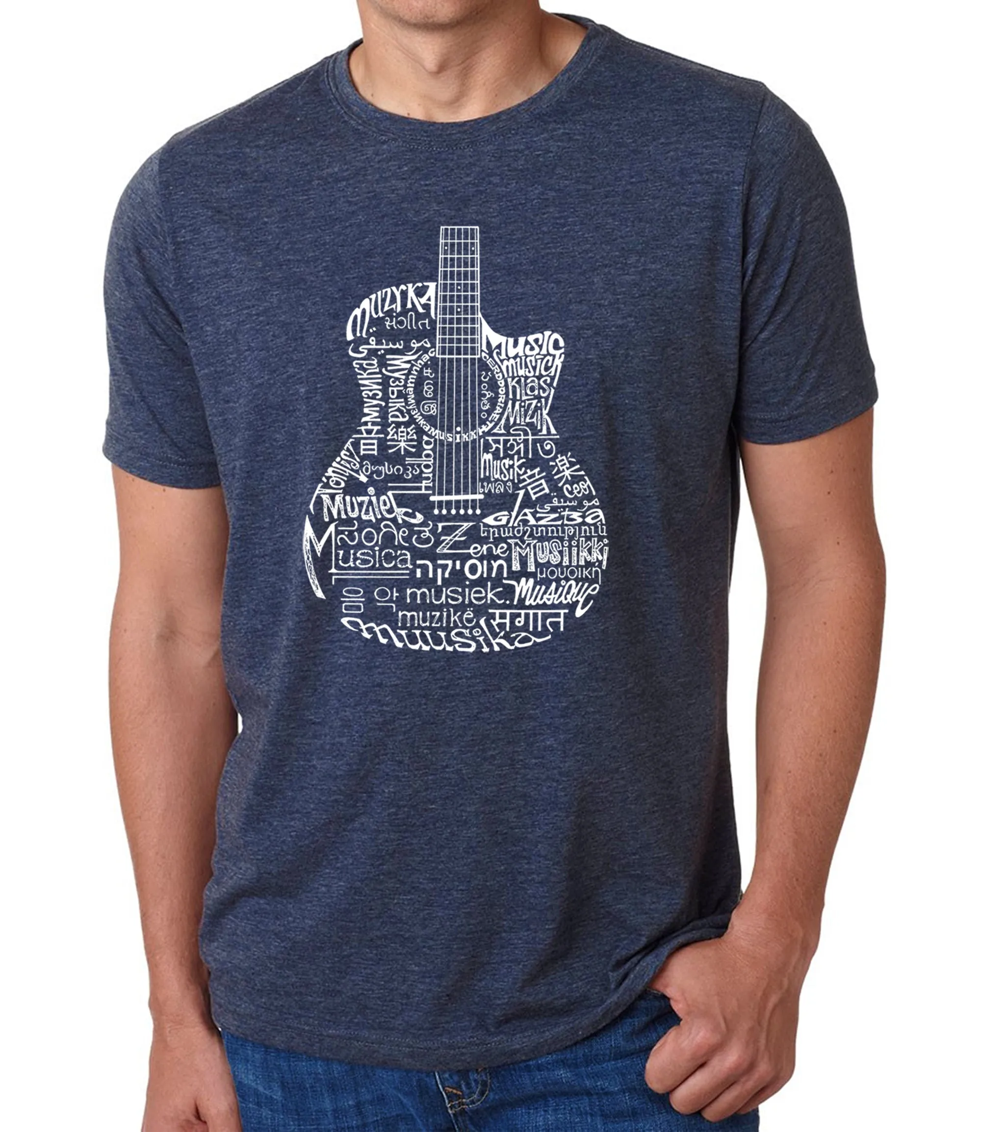 Languages Guitar - Men's Premium Blend Word Art T-Shirt sold by LA Pop Art product image thumbnail 3