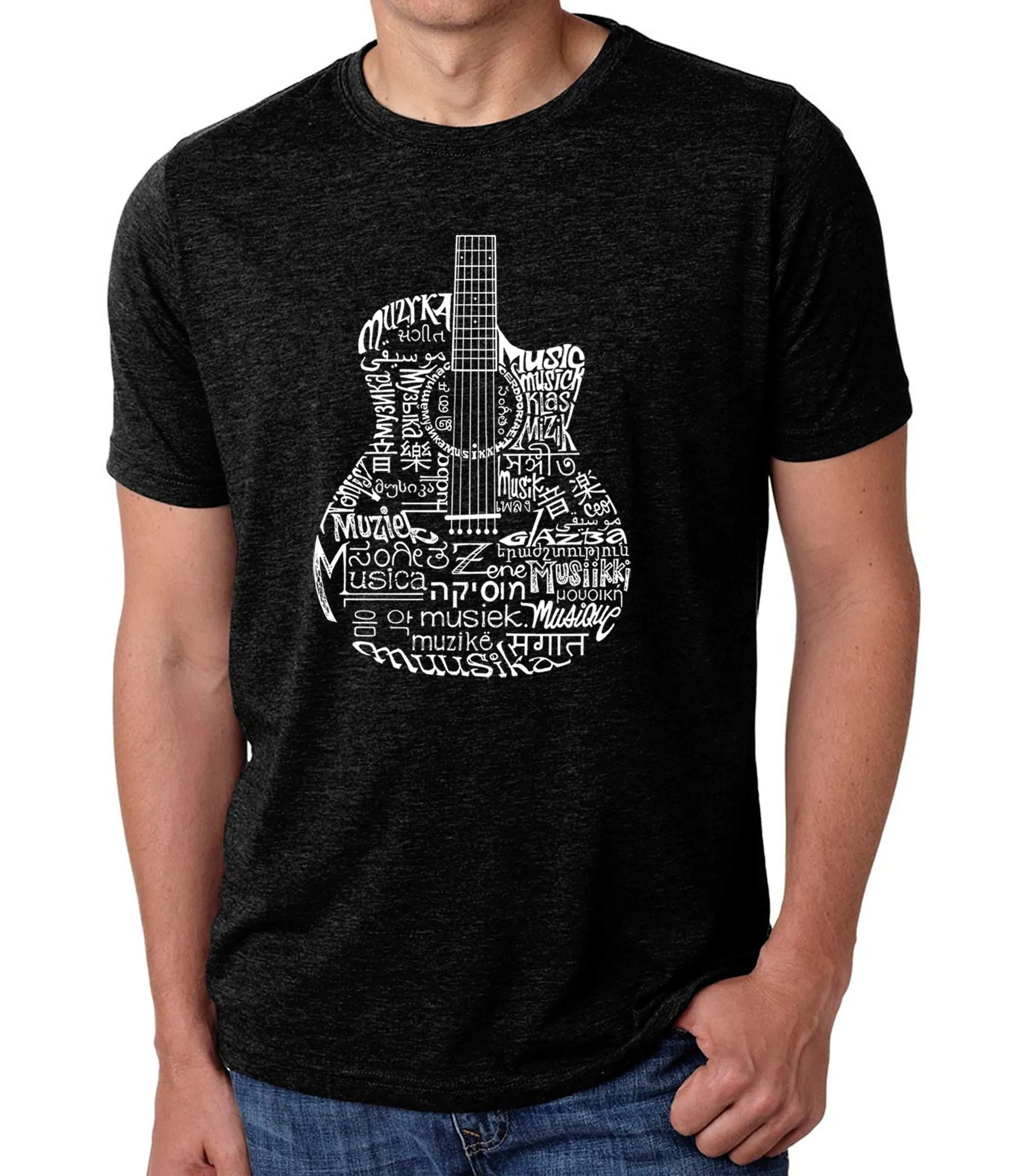 Languages Guitar - Men's Premium Blend Word Art T-Shirt sold by LA Pop Art