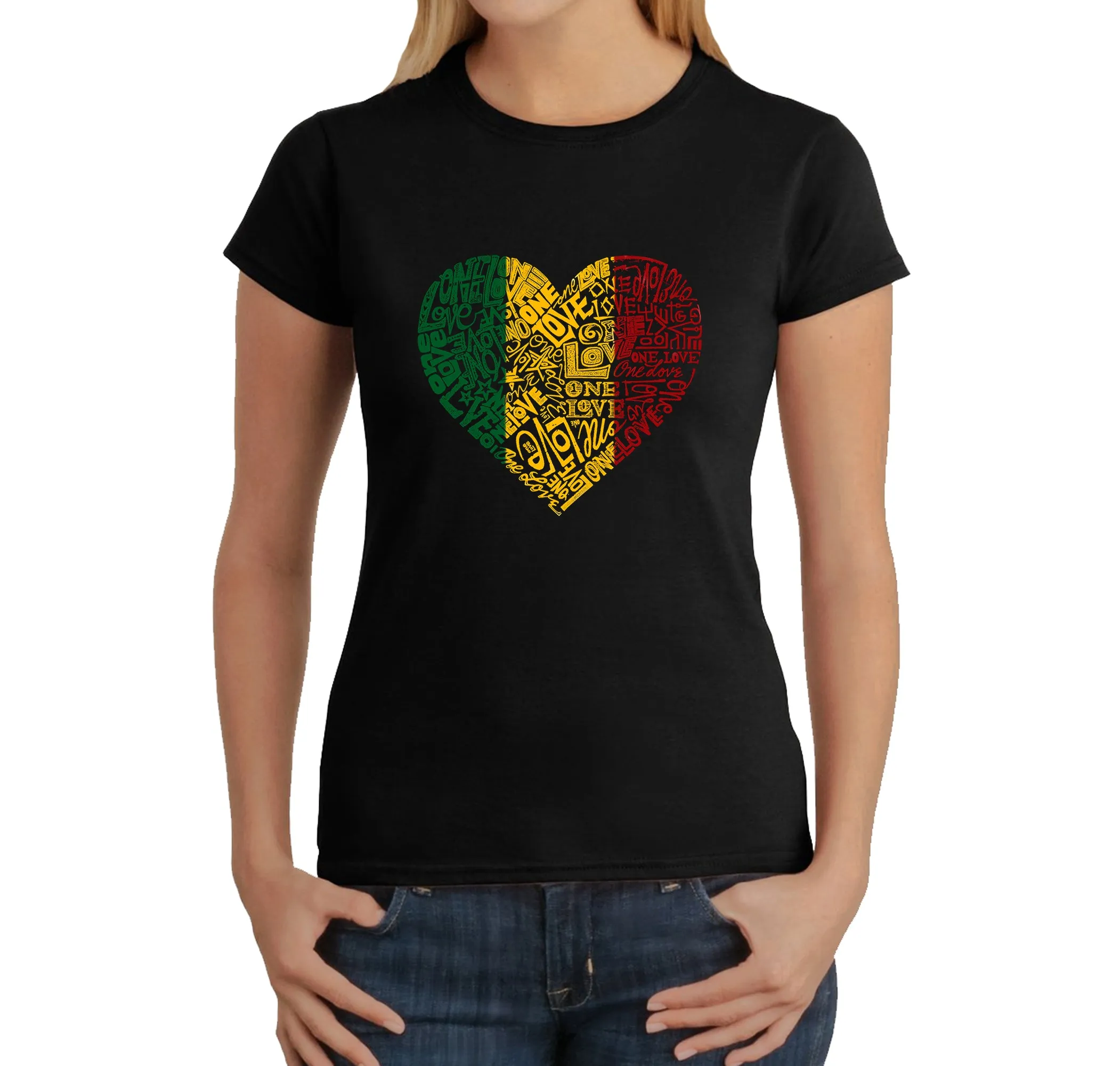 One Love Heart - Women's Word Art T-Shirt sold by LA Pop Art