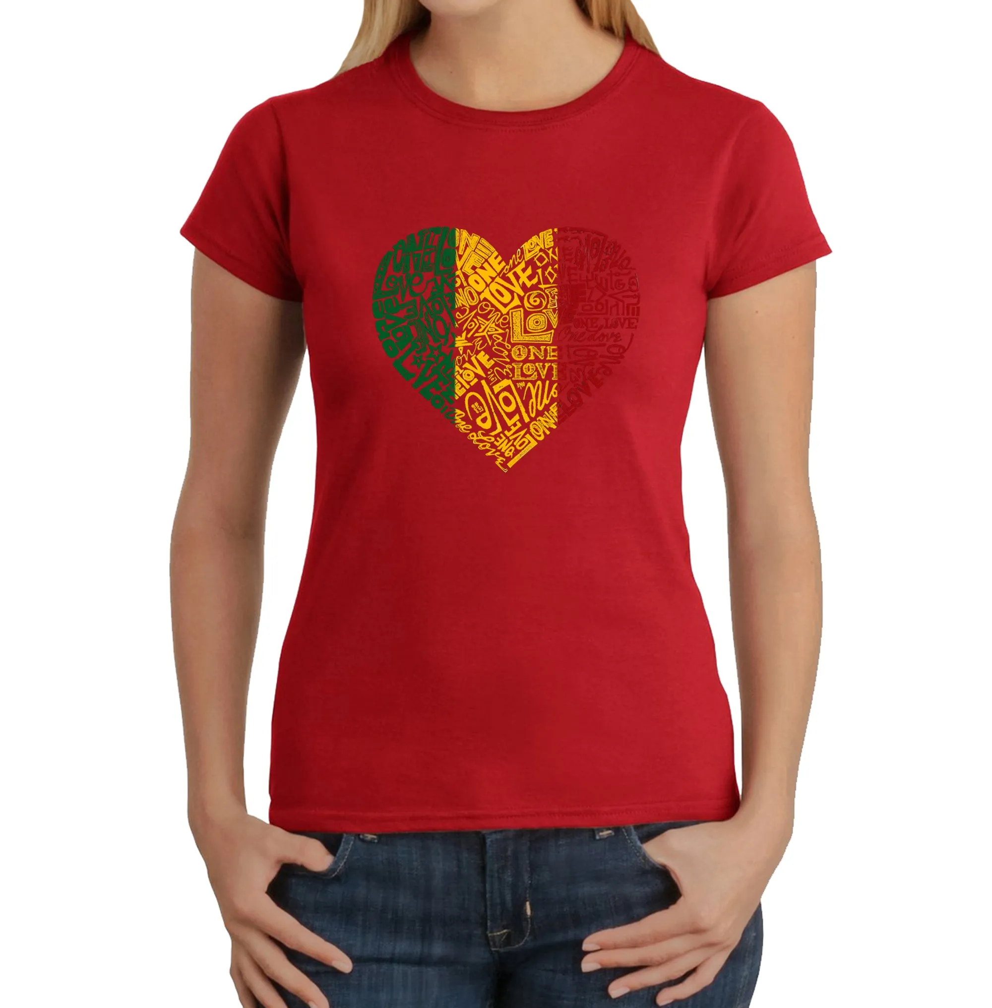 One Love Heart - Women's Word Art T-Shirt sold by LA Pop Art product image thumbnail 4