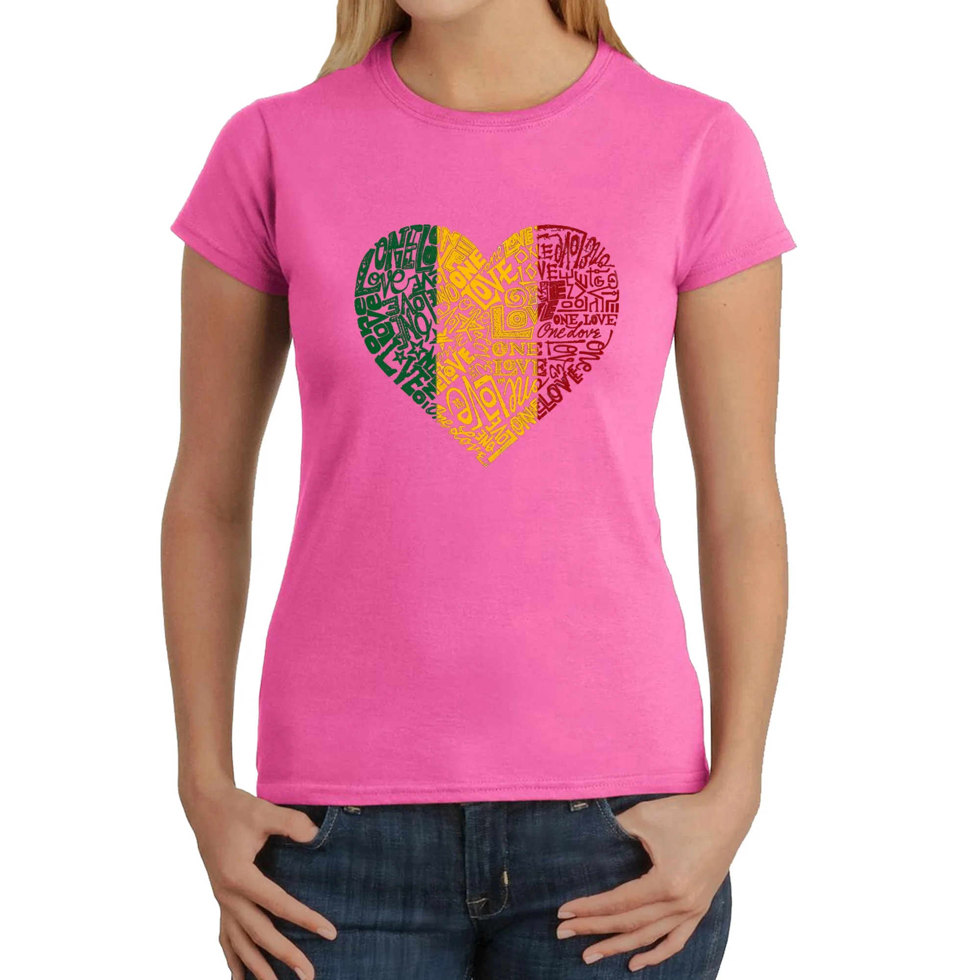 One Love Heart - Women's Word Art T-Shirt sold by LA Pop Art product image thumbnail 5